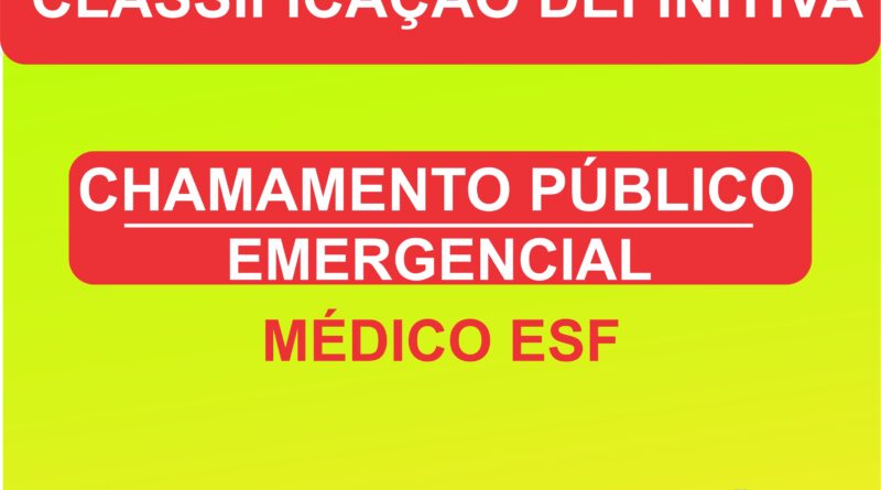 CHAMAMENTO PÚBLICO EMERGENCIAL